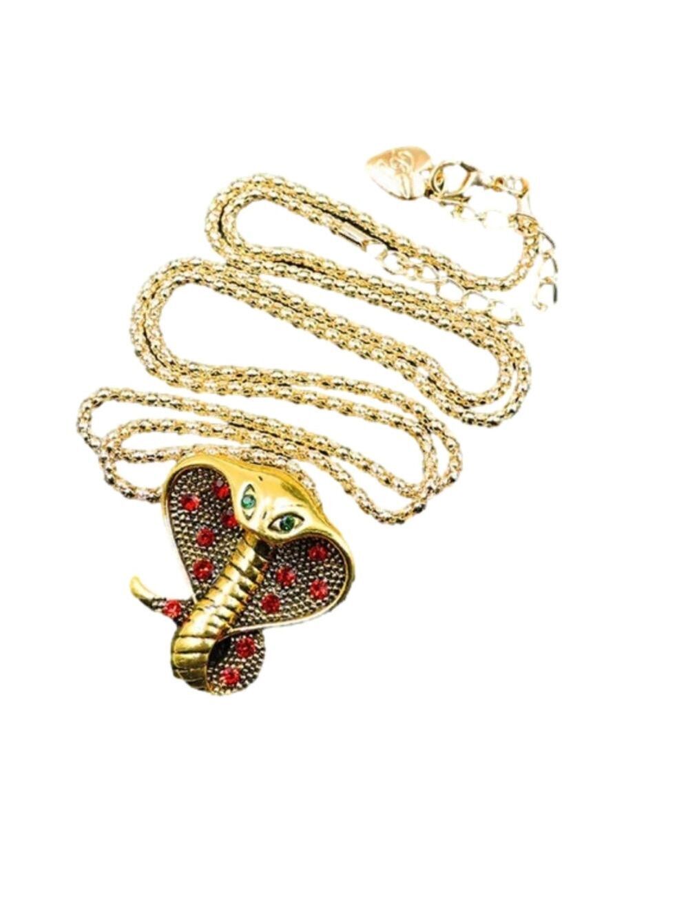 Betsey Johnson Red Crystal Snake Necklace